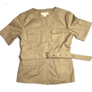 Michael Kors Khaki Cargo Safari Top w/ Belt Size 6